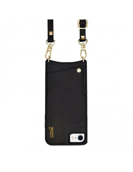 Carcasa polipiel para iPhone 7 / 8 / SE (2020/2022) correa Pop-Rock negra