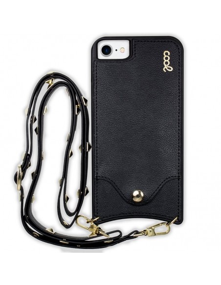 Carcasa polipiel para iPhone 7 / 8 / SE (2020/2022) correa Pop-Rock negra