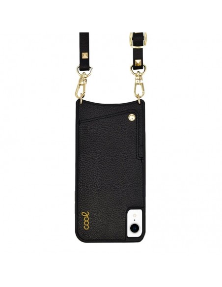 Carcasa polipiel para iPhone XR correa Pop-Rock negra