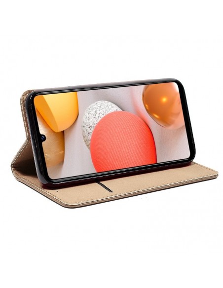 Funda libro soporte TPU Samsung A426 Galaxy A42 5G marrón beige
