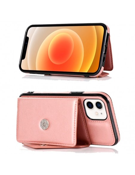 Carcasa colgante cama TPU iPhone 12 mini cartera rosa