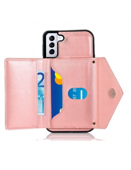 Carcasa colgante cama TPU Samsung G996 Galaxy S21 Plus cartera rosa