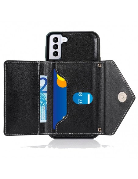 Carcasa colgante cama TPU Samsung G990 Galaxy S21 cartera negra