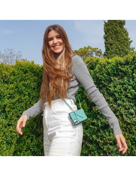 Carcasa colgante cama TPU Samsung G990 Galaxy S21 cartera verde menta