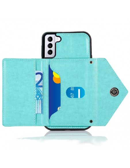 Carcasa colgante cama TPU Samsung G990 Galaxy S21 cartera verde menta