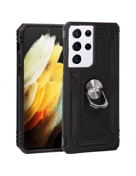 Carcasa reforzada cama TPU Samsung G998 Galaxy S21 Ultra anilla negra