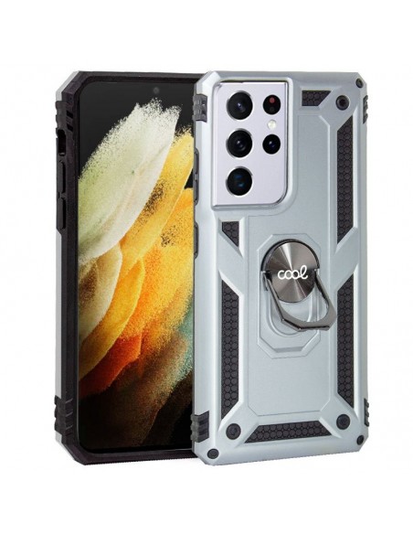 Carcasa reforzada cama TPU Samsung G998 Galaxy S21 Ultra anilla plata