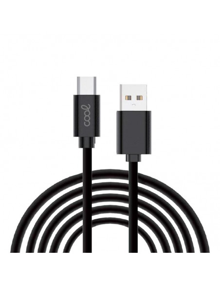 Cable USB compatible COOL universal tipo C (3 metros) negro 2,4 Amp