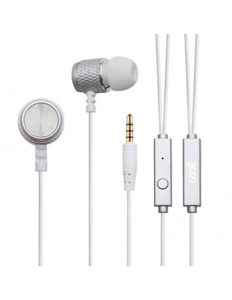 Auriculares 3,5 mm COOL metalizados estéreo con micro plata