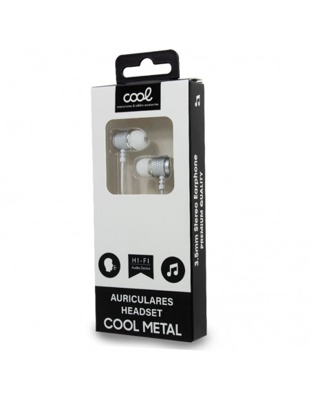 Auriculares 3,5 mm COOL metalizados estéreo con micro plata