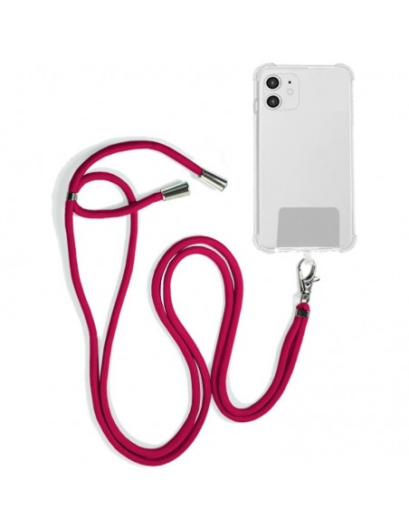 Cordón colgante universal con tarjeta para smartphone rosa fucsia