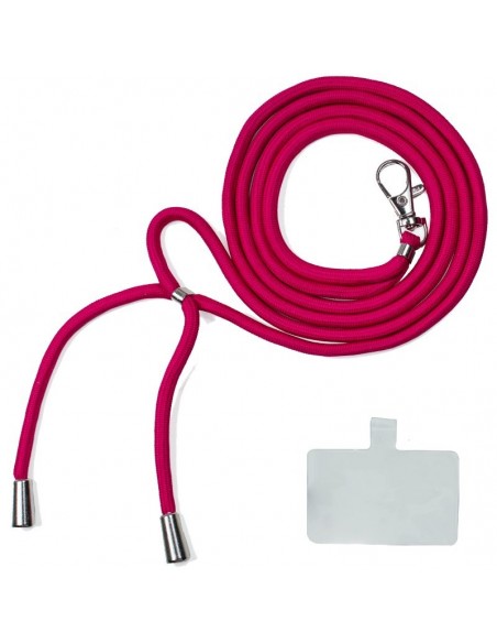 Cordón colgante universal con tarjeta para smartphone rosa fucsia