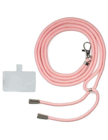 Cordón colgante universal con tarjeta para smartphone rosa palo