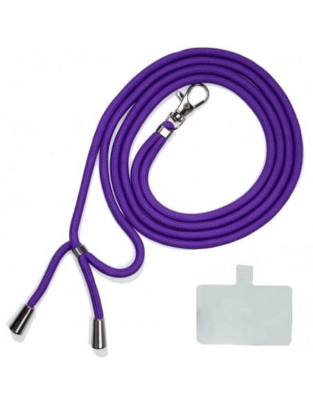 Cordón colgante universal con tarjeta para smartphone morado