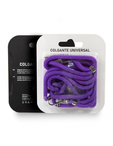 Cordón colgante universal con tarjeta para smartphone morado