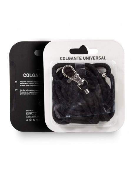Cordón colgante universal con tarjeta para smartphone negro