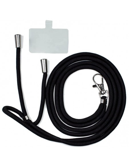 Cordón colgante universal con tarjeta para smartphone negro