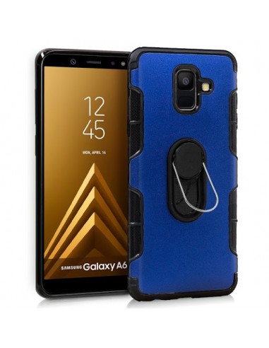 Carcasa aluminio cama TPU Samsung A600 Galaxy A6 anilla azul