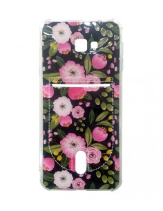 Carcasa TPU bolsillo Samsung J415 Galaxy J4 Plus diseño flores fondo negro
