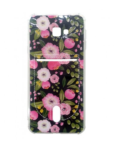 Carcasa TPU bolsillo Samsung J415 Galaxy J4 Plus diseño flores fondo negro