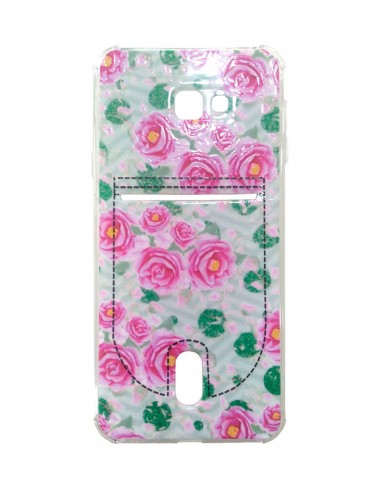 Carcasa TPU bolsillo Samsung J415 Galaxy J4 Plus diseño flores rosa verde