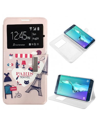 Funda libro soporte TPU Samsung G928f Galaxy S6 Edge Plus diseño Paris Travel