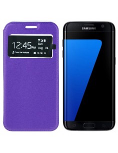 Funda libro imán soporte TPU ventana Samsung Galaxy S7 G930 morada