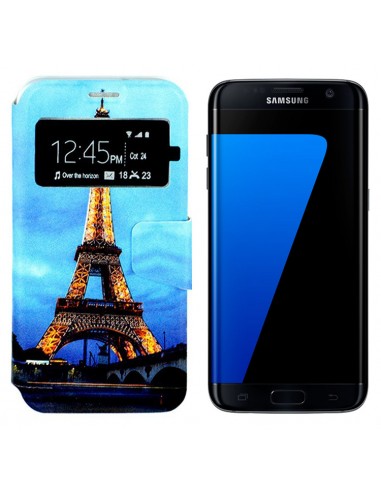 Funda libro soporte TPU ventana Samsung Galaxy S7 Edge G935F diseño Paris Eiffel