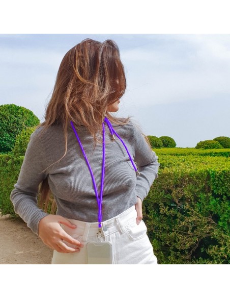 Cordón colgante universal con tarjeta para smartphone violeta
