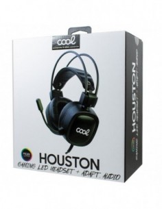 Auriculares cascos estéreo videojuegos PC / PS4 / PS5 / Xbox Gaming COOL Houston con iluminación y adaptador audio 2