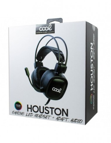 Auriculares cascos estéreo videojuegos PC / PS4 / PS5 / Xbox Gaming COOL Houston con iluminación y adaptador audio