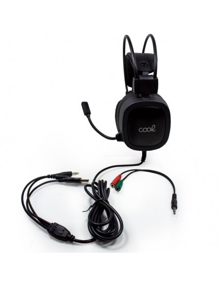 Auriculares cascos estéreo videojuegos PC / PS4 / PS5 / Xbox Gaming COOL Houston con iluminación y adaptador audio