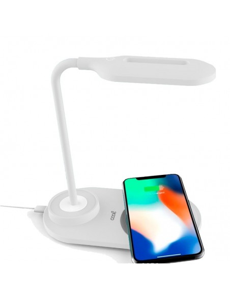 Lámpara LED + Base de carga inalámbrica Qi COOL blanca