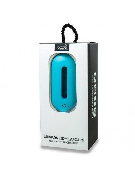 Lámpara LED + Base de carga inalámbrica Qi COOL azul celeste