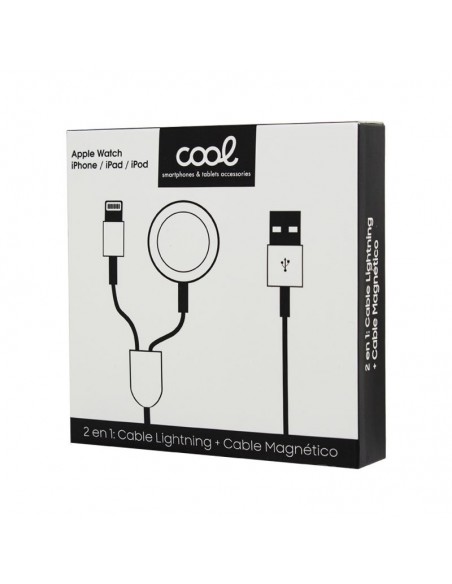Cable USB 2 en 1 magnético para Apple Watch + Cable lightning para iPhone / iPad 1 metro