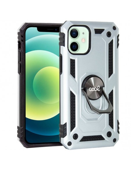Carcasa reforzada cama TPU iPhone 12 / 12 Pro anilla plata