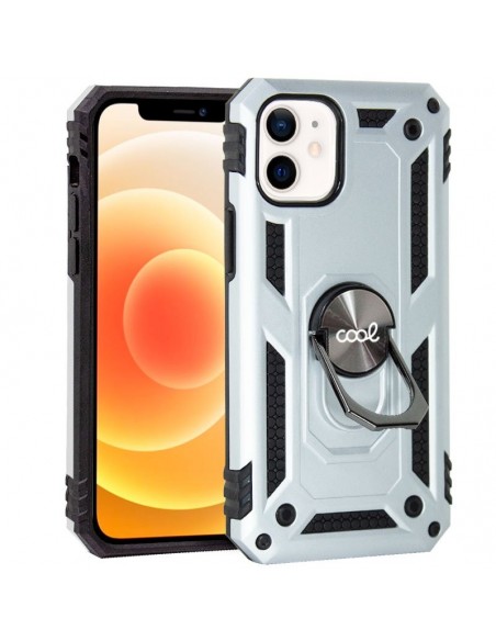 Carcasa reforzada cama TPU iPhone 12 mini anilla plata