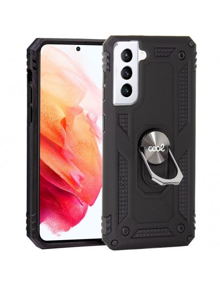 Carcasa reforzada cama TPU Samsung G990 Galaxy S21 anilla negra