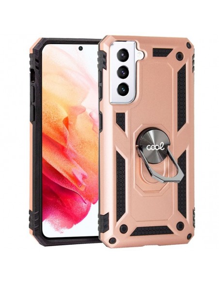 Carcasa reforzada cama TPU Samsung G990 Galaxy S21 anilla rosa cobre