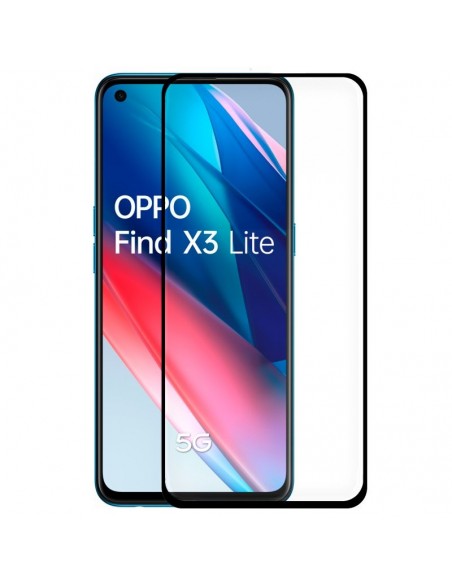 Protector pantalla vidrio templado Oppo Find X3 Lite negro (Pegado total 3D)