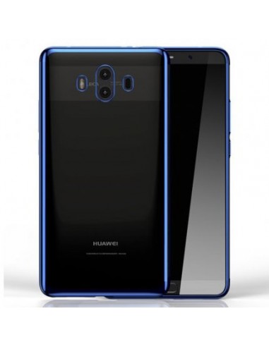 Carcasa TPU transparente Huawei Mate 10 borde metalizado azul