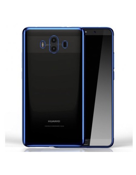 Carcasa TPU transparente Huawei Mate 10 borde metalizado azul
