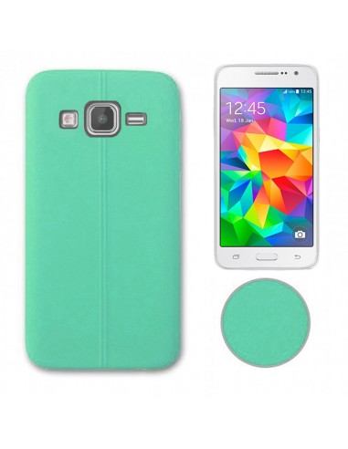 Funda gel TPU tacto piel Samsung G530 Galaxy Grand Prime turquesa