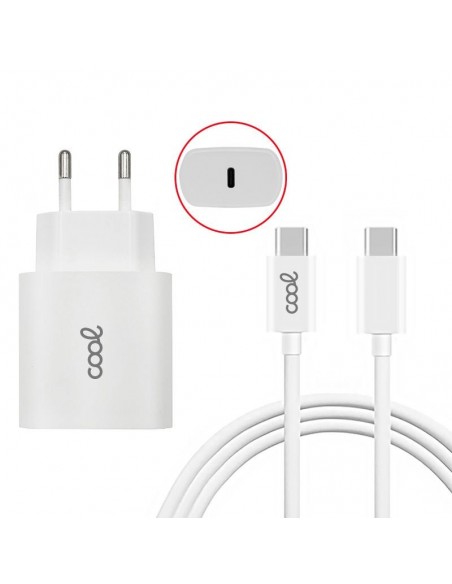 Cargador de red toma tipo C PD + cable tipo C de 1,2 metros (20W)