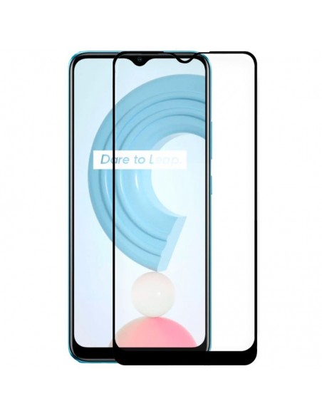 Protector pantalla vidrio templado Realme C21 / C11 (2021) negro (Pegado total 3D)