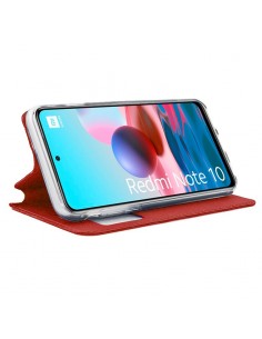 Funda libro soporte TPU Xiaomi Redmi Note 10 / Note 10S roja 2