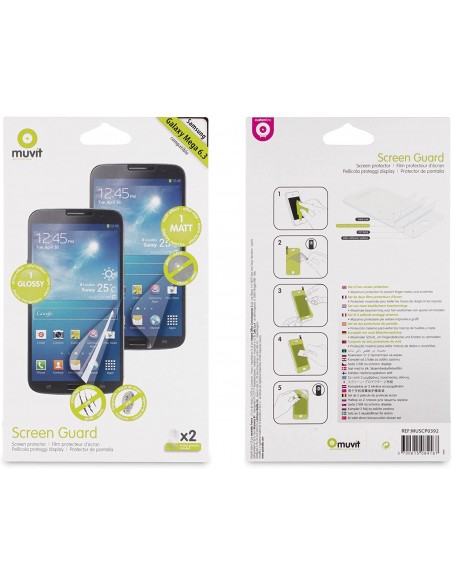 Protector pantalla adhesivo Samsung Galaxy Mega 6,3" mate y brillo (1 de cada, 2 en total)