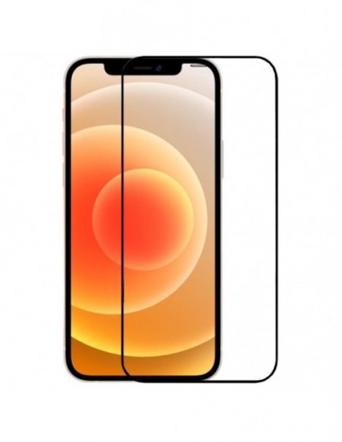 Protector pantalla vidrio templado iPhone 12 mini negro (Pegado total 5D)