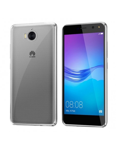 Carcasa TPU transparente Huawei Y5 2017 / Y6 2017 / Nova Young borde metalizado plata