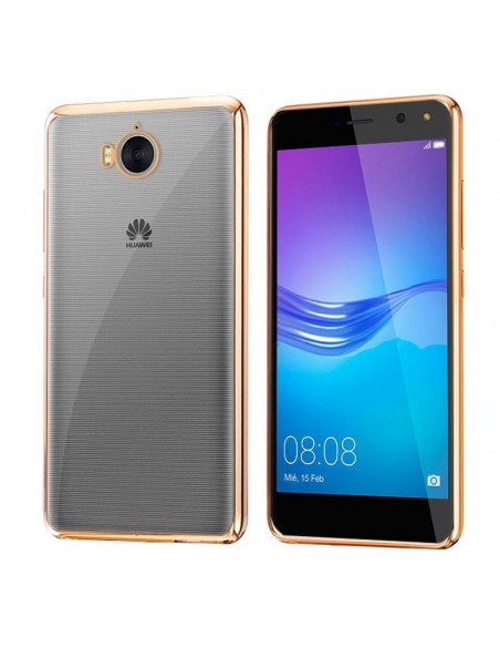 Carcasa TPU transparente Huawei Y5 2017 / Y6 2017 / Nova Young borde metalizado dorado